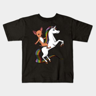 Chihuahua Dog Riding Unicorn Kids T-Shirt